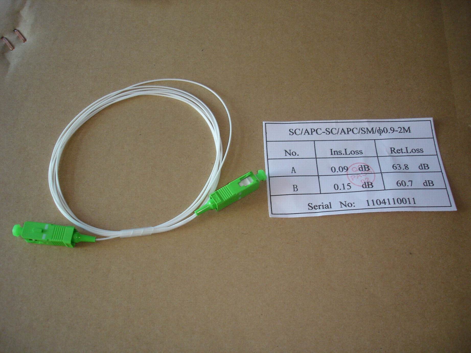 APC Polishing 0.2dB 3.0mm Fiber Optic Patch Cord