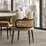 Mid Century Modern Rattan Wood Dining Chair Brown Color 42*56*75