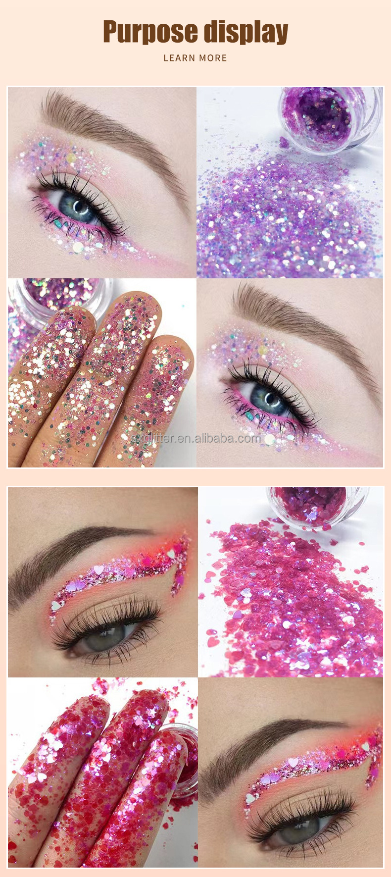 Craft Glitter Gel Body Mermaid Sequins Skin Long Lasting Sparkling Cream Eye Shadow for Customized Shape Hair and Nail
