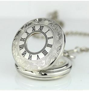 China Alloy Skeleton Movement Silver Pocket Watches For Mens , Man's Pocket Watch wholesale