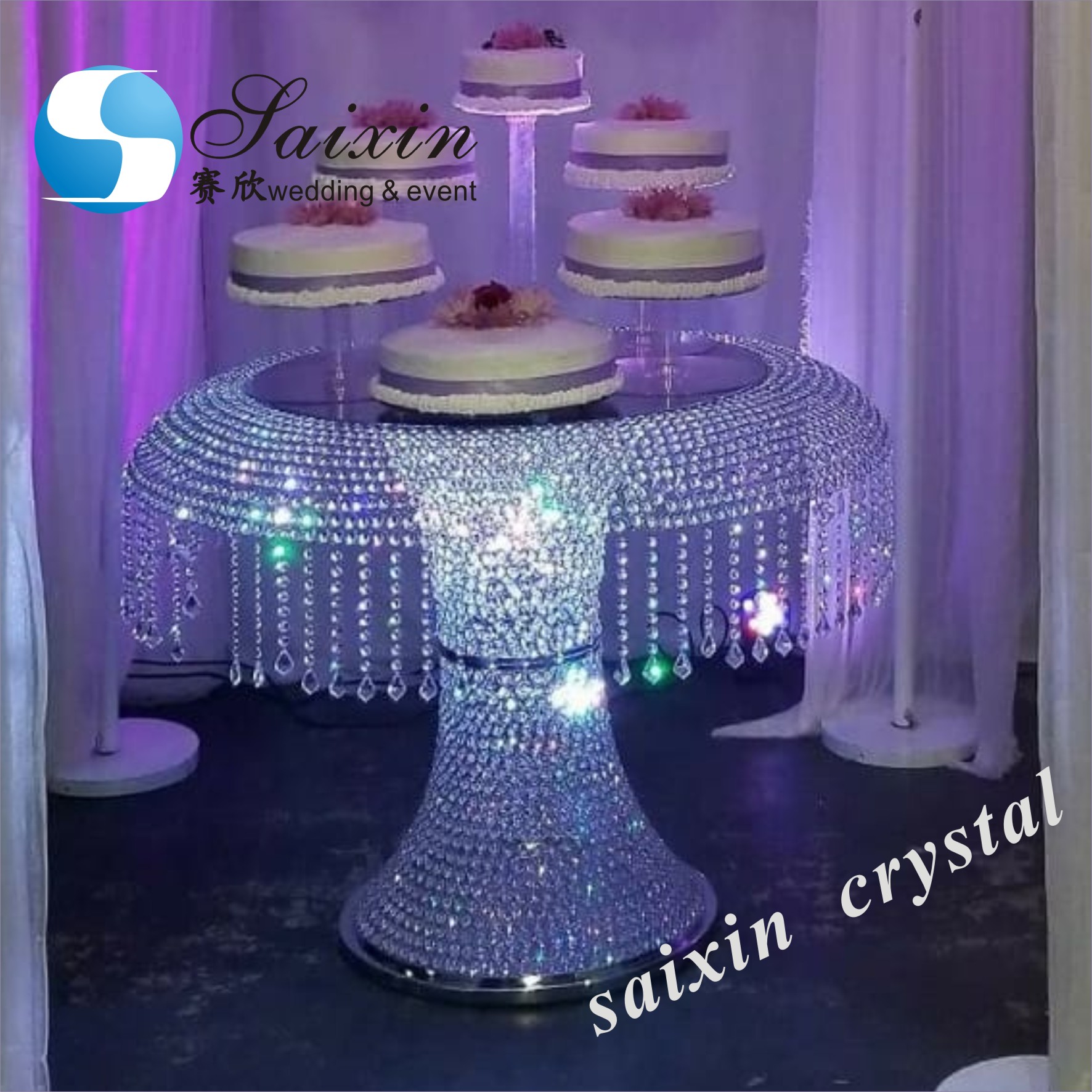 Elegant Hanging Crystal Cake Stands For Wedding Decoration