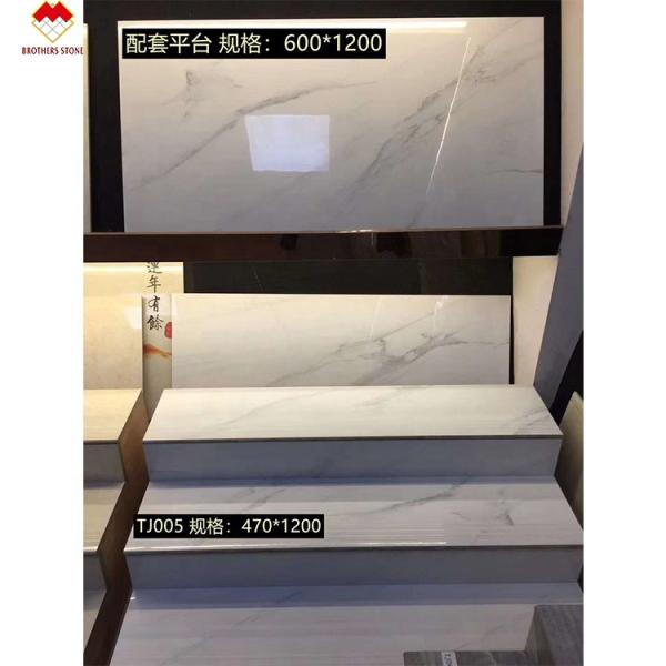 Modern Design Glazed Polished Porcelain Stair Tiles Prices Stone Imitation Texture