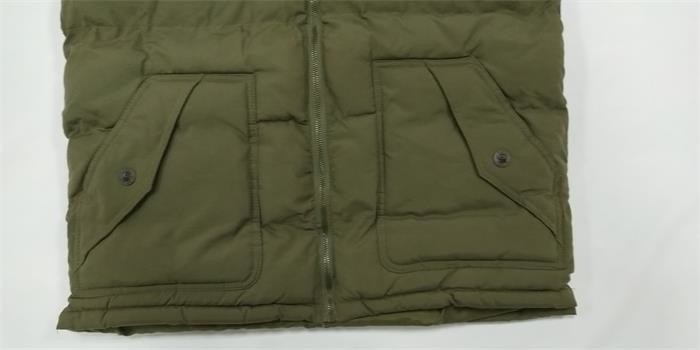 Mens Olive Green Puffer Vest Mens Big And Tall With Hood 5 Metal Zip