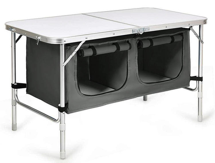 Convenient Outdoor Garden Patio Party Event Camping Table with Storage Compartment