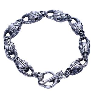 China 925 Sterling Silver Sheep Skull Retro Men Bangle Bracelet (XH056067W) wholesale