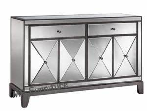 China 55 Inch Height Mirrored 4 Door Sideboard , Luxury Devin Mirrored Sideboard wholesale