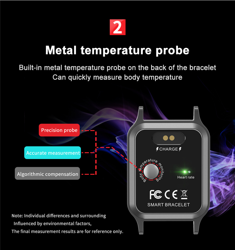 T96 Smartwatch Body Temperature Kids Waterproof Measuring Gts T96 Bracelet Fitness Health Tracker ECG