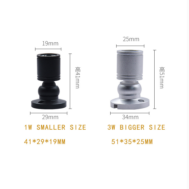 3W Aluminum LED Mini Spot Light Spotlight 80CRI 3000K/4000K/6000K Beam Angle