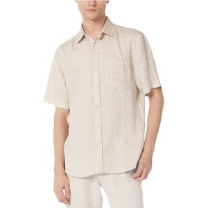 China Natural Linen Mens Casual Short Sleeve Shirts Open Neck Tab Cuff Washable wholesale