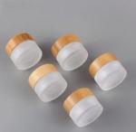 Glass Round Empty Cosmetic Jars Natural Bamboo Cosmetic Container Packaging