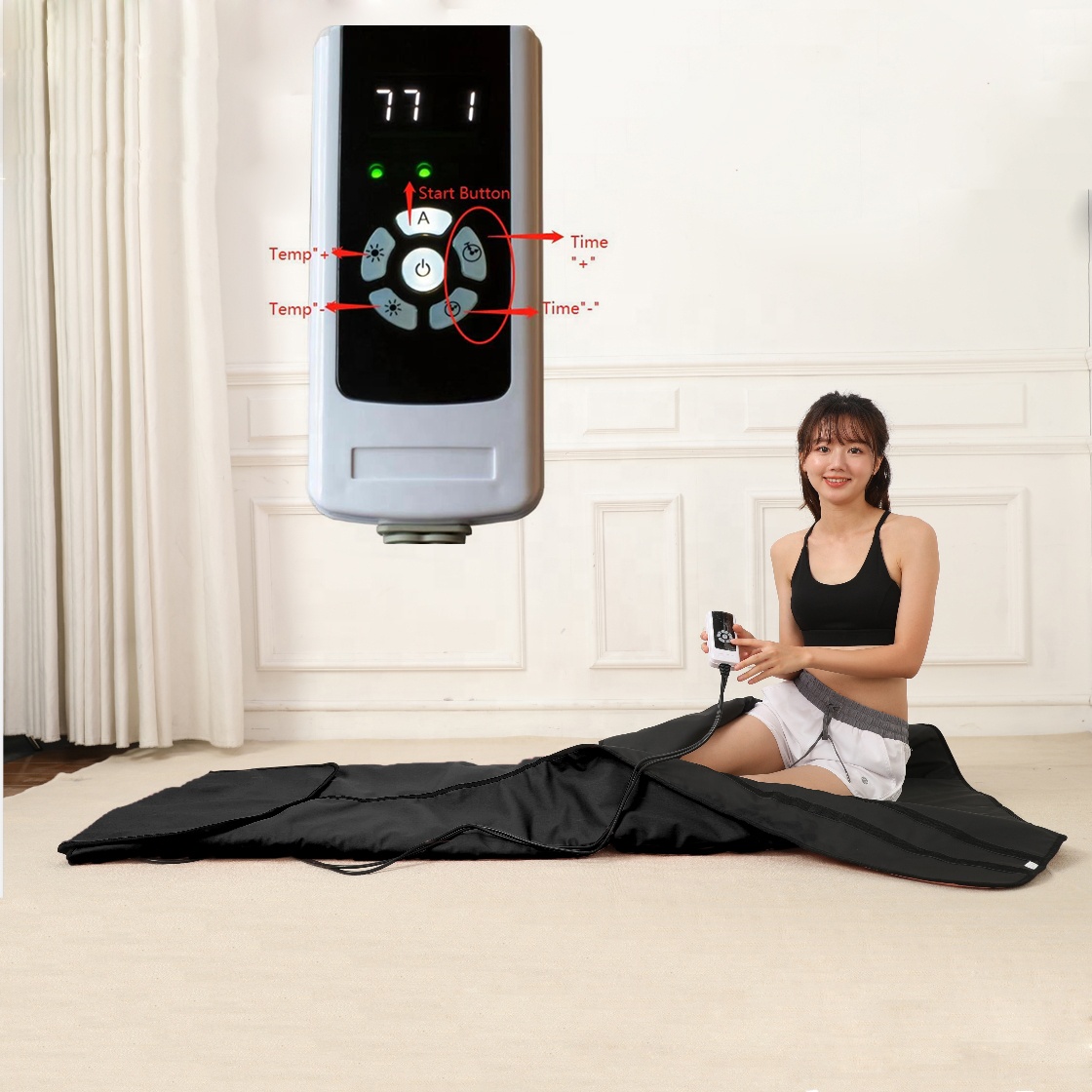 110V-240V Remote Control Color Customized Infrared Sauna Blanket for Slimming Detox