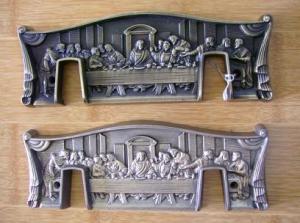 China Last Supper Design Casket Corner Plaques , Resin Coffin Accessories Antique Copper Color wholesale