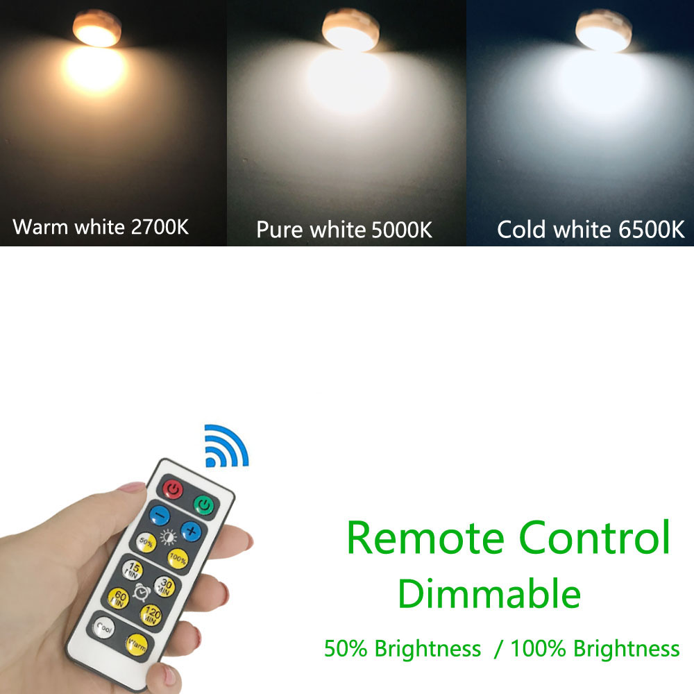 16 Colors 3 Modes 62MM RGB LED Puck Lights Wireless Under Counter Lighting With Remote