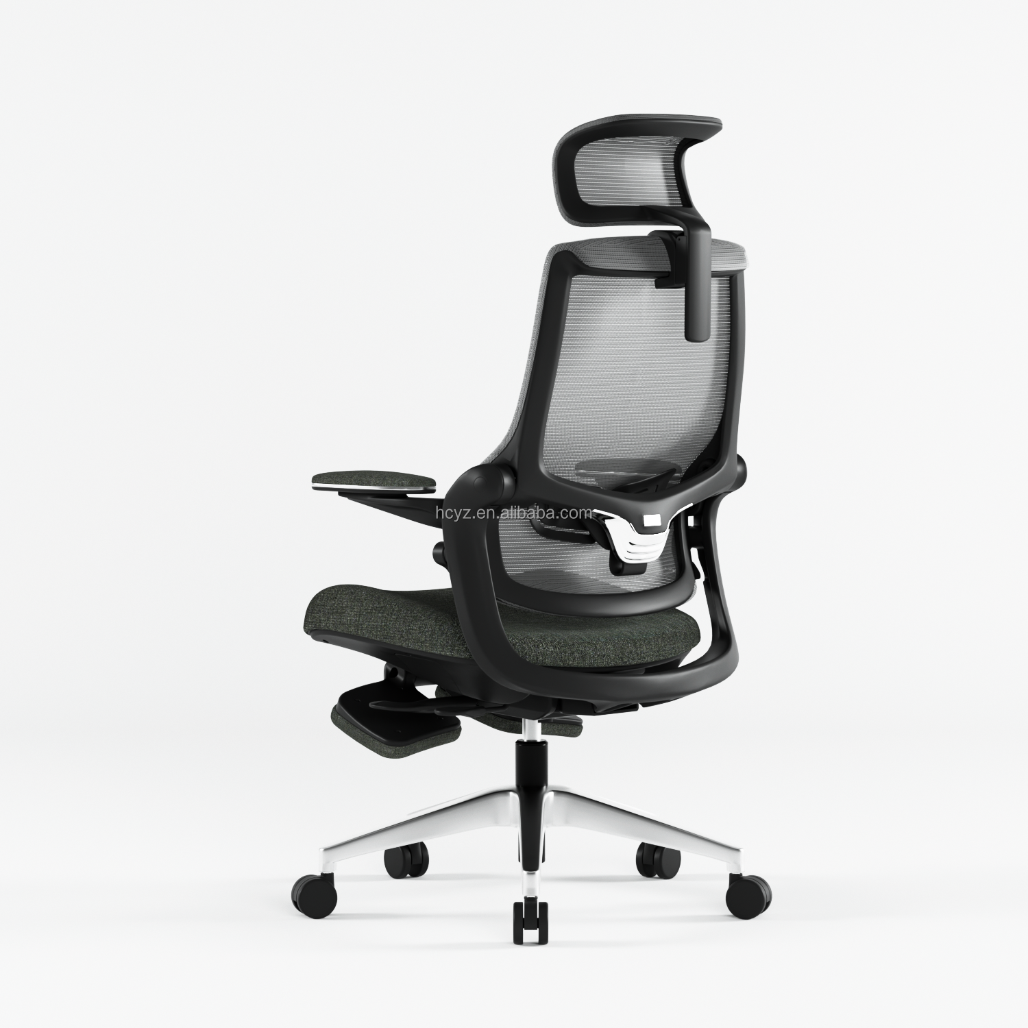 High Back Swivel Mesh Chair Ergonomic Executive Reclining Office Chair with Footrest