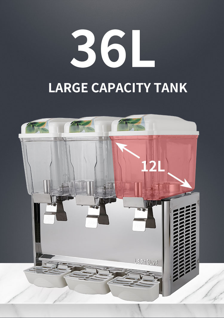 Electric Triple Glass Drink Dispenser 12l Stainless Steel Mini Juice Dispenser