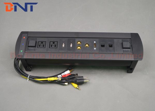 Conference Room Tabletop Hidden Electric Rotation Power Socket 30cm Connection