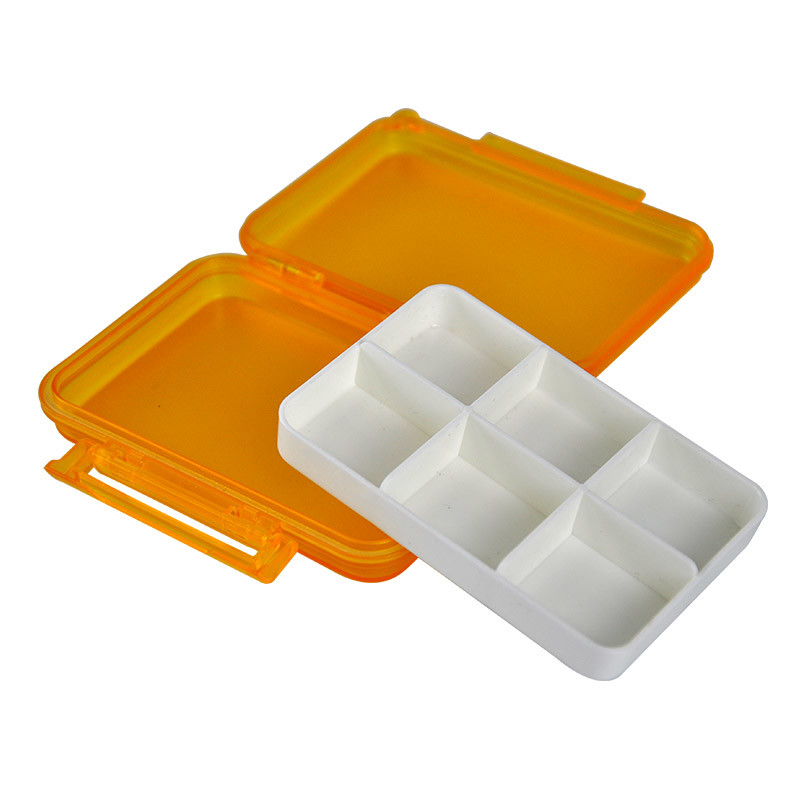 Portable Plastic Pill Box Detachable 6 Compartments Square Pill Storage Organizer