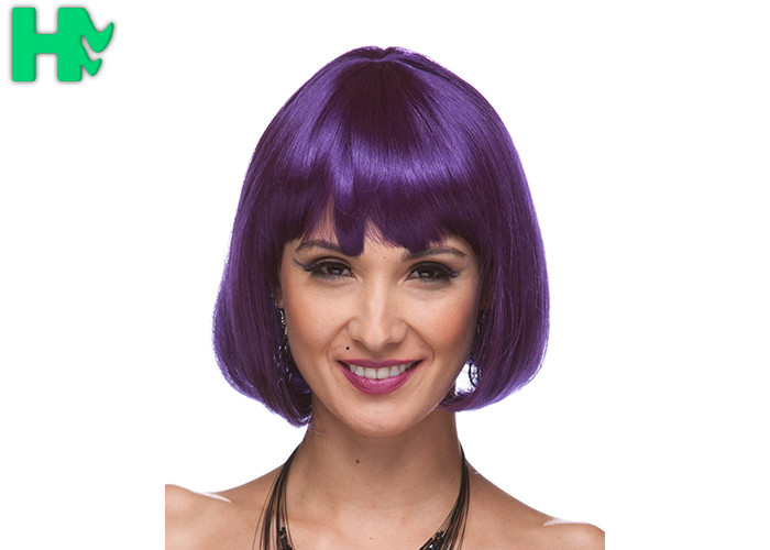 Straight Black Root White Short Synthetic Wigs Bob Style Wigs With Long Lifetime