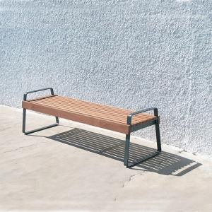 China Modern Outdoor Public Seating wooden bench chair 2 Seater Steel wood Bench wholesale