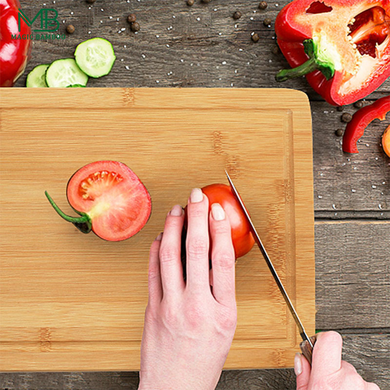 Bamboo Cutting And Serving Boards With Holder