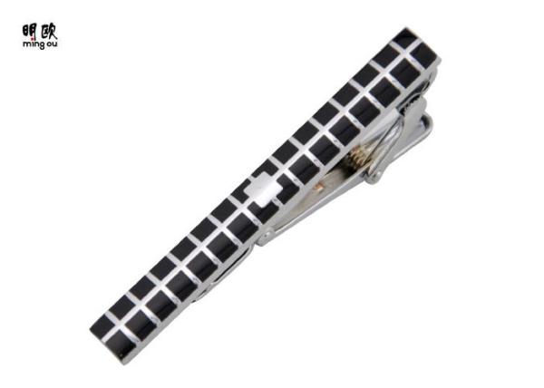Colored Mens Brushed Silver Tie Bar , Personalised Silver Tie Clip For Skinny
