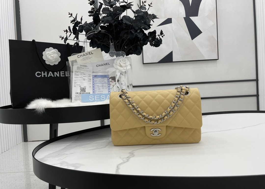 Ball Caviar Womens Chain Bag Calf Skin Inside Suede 25cm Length