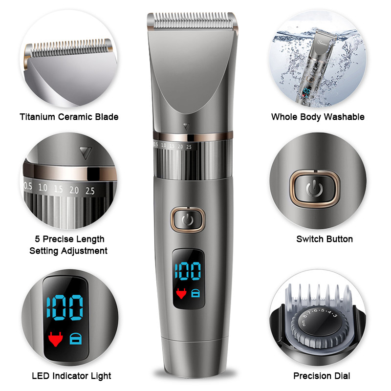 Professional Barber Shop Hair Clippers , Li Ion Battery Electric Hair Trimmer