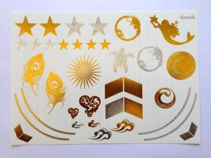 China Metallic temporary tattoo, jewelry Gold and silver foil tattoo, wholesale