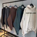 Thick French Terry Fleece Men'S Big Oversized Hoodie Drop Brown Grey Shoulder