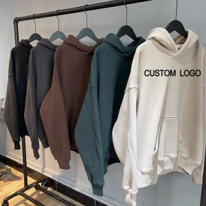 China Thick French Terry Fleece Men'S Big Oversized Hoodie Drop Brown Grey Shoulder Hoodies Style Pullover wholesale