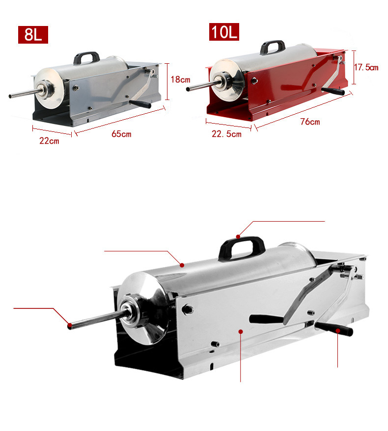 Stainless Steel Horizontal Sausage Filler Sausage Stuffing Machine 65 * 22 * 18cm