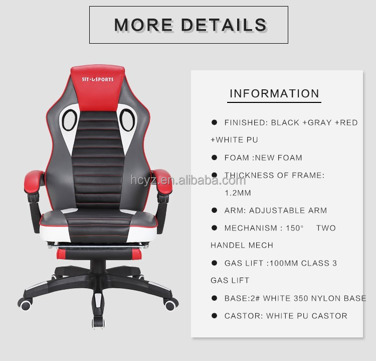 HCYZ OEM Racing Style Leather Office Gaming Chair For Children Metal Type Iron Swivel