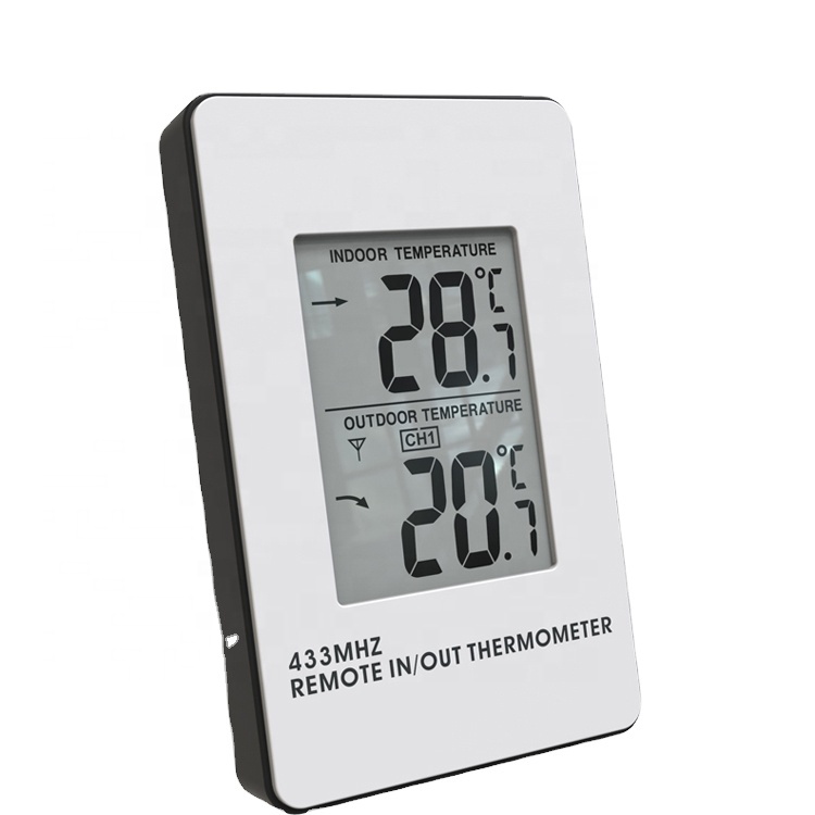 433MHz Remote Weather Station Wall Mounting Freestanding Indoor Outdoor Thermometer Wireless