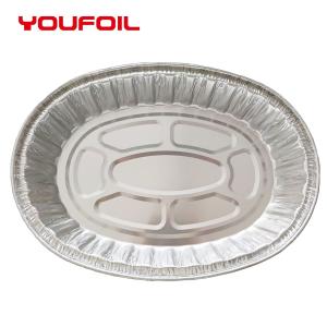 China 8006 Disposable Oval Aluminum Tray Catering Baking Pan With Plastic Lid wholesale