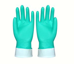 China Flocklined Nitrile Rubber Gloves Chemical Resistant Waterproof For Cleaning wholesale
