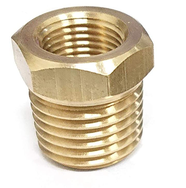 1/8" x 1/4" Brass Hex Bushing, Female Pipe x Male Pipe, NPT