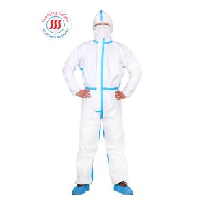 China Type 4 Taped White Disposable Coveralls Anti Virus Blood Microbe Liquid Permeation wholesale