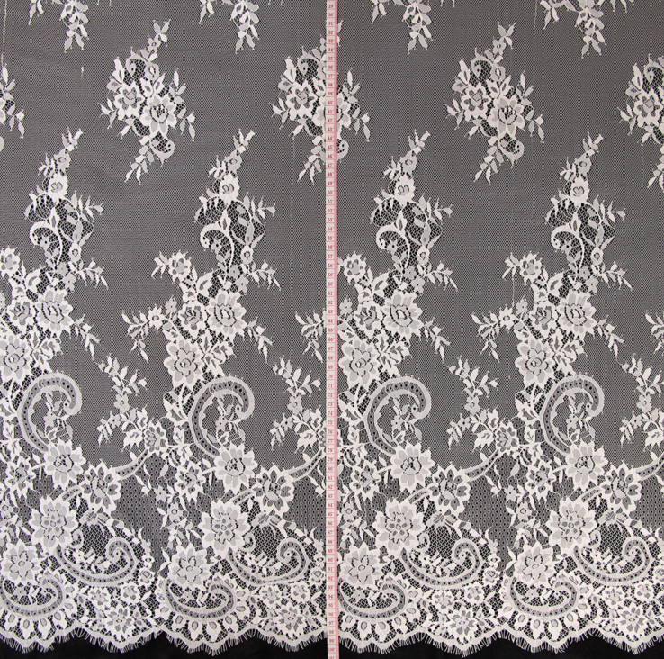 2017 Fancy Lace /Eyelash Lace Fabirc / French Lace Fabric/ Bridal Dress Fabric in Ivory/Black Color