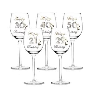 China 450ml Hand Blown Crystal Wine Goblets Classic With Vinyl Lettering wholesale