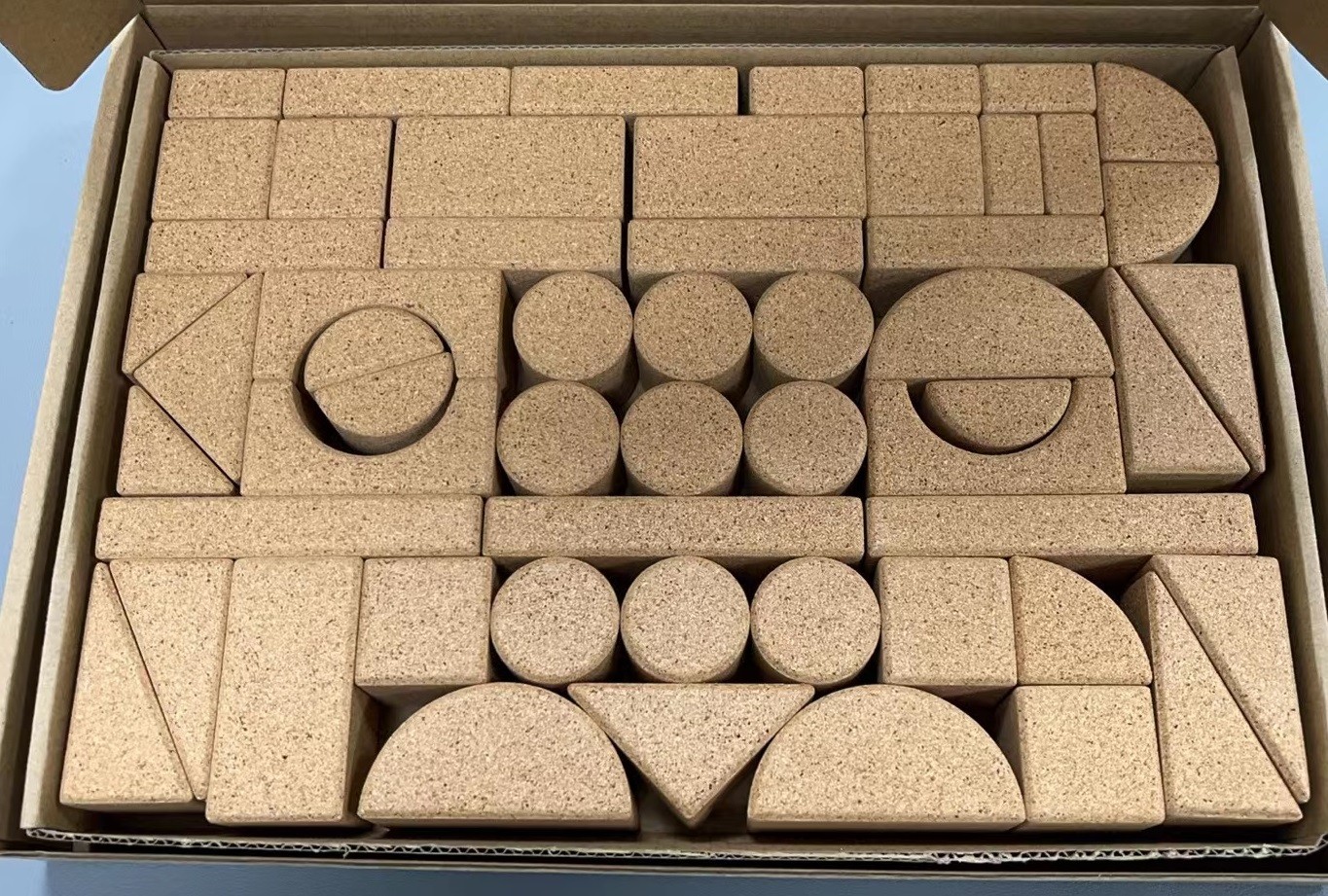 Hot Sale 32PCS/55PCS Nature Cork Toy Block Set, Customized Size