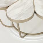 Living Room Stainless Steel Round Certral Coffee Table With Brushed Gold Satin
