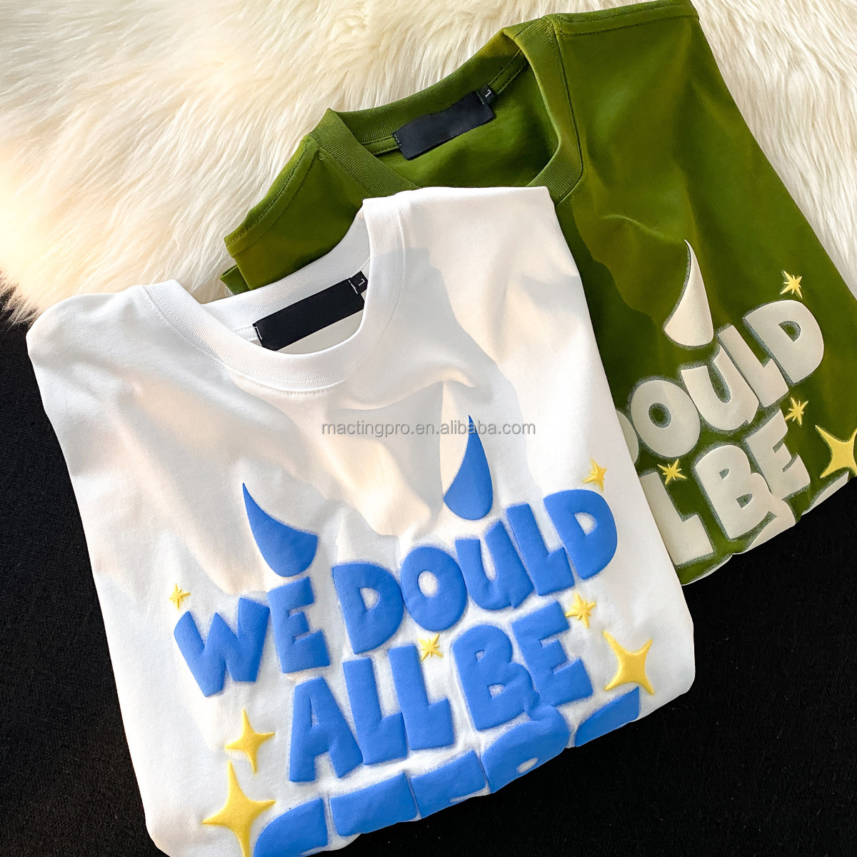 Tee Shirt Men 100% Cotton Heavyweight 300 gsm T-shirt Oversized Dropshoulder Custom 3d Screen Logo Letter Puff Print