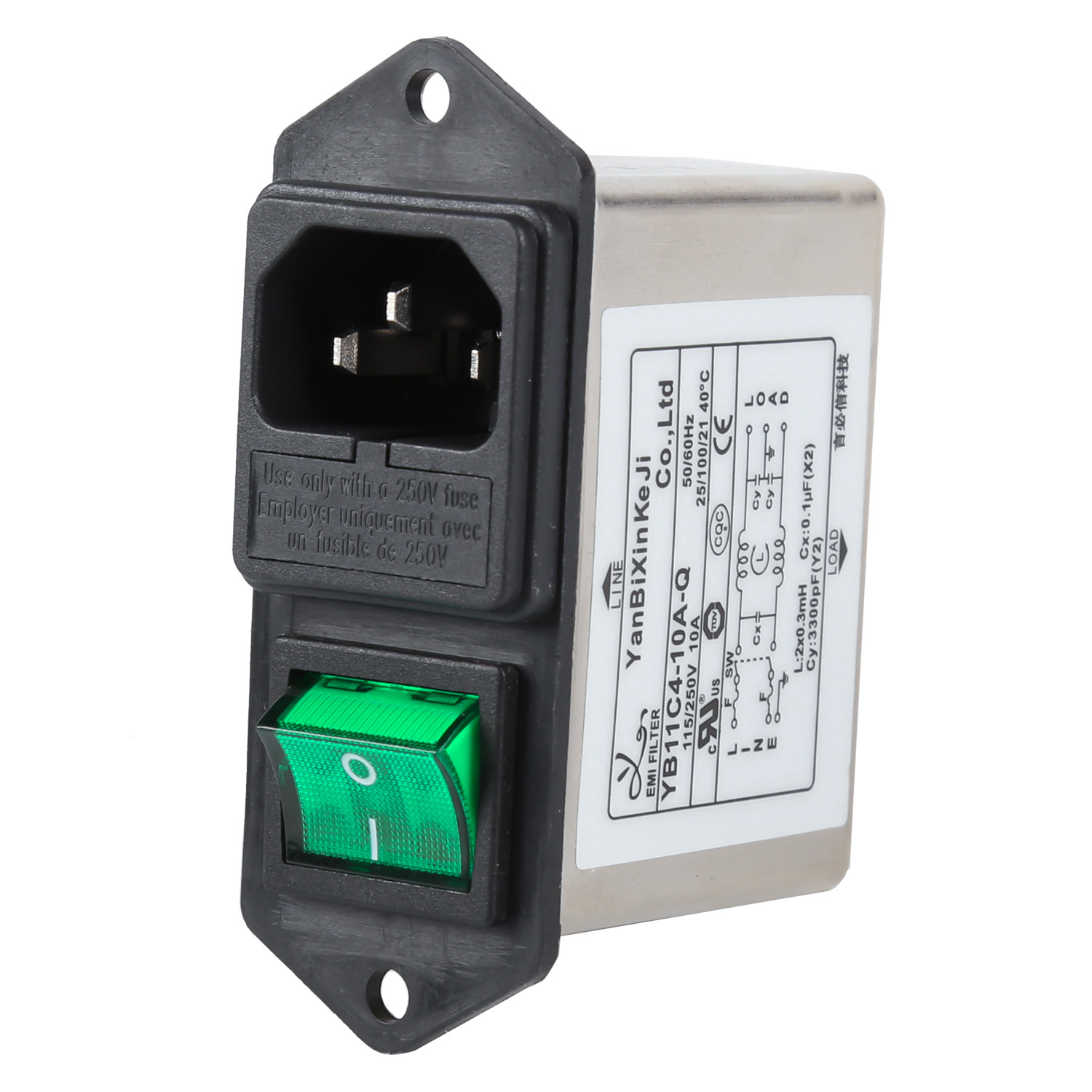 Power Entry Module Filter Fast-on Terminal Plug-In EMI Filter 10A Power Line Filter