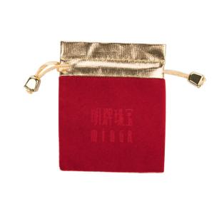 China Red Color Drawstring Velvet Jewelry Bag wholesale