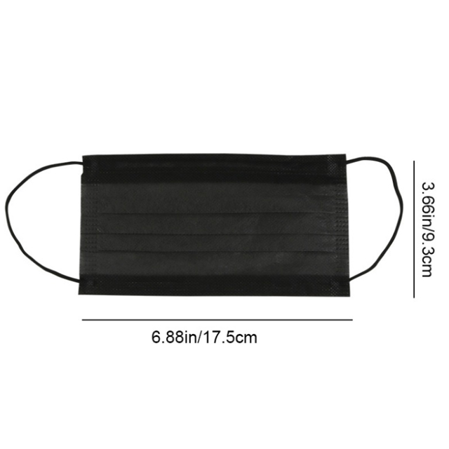 All Black Disposable Face Masks 3-ply Face Shield With Elastic Ear Loop Cover Full Face Anti-dust