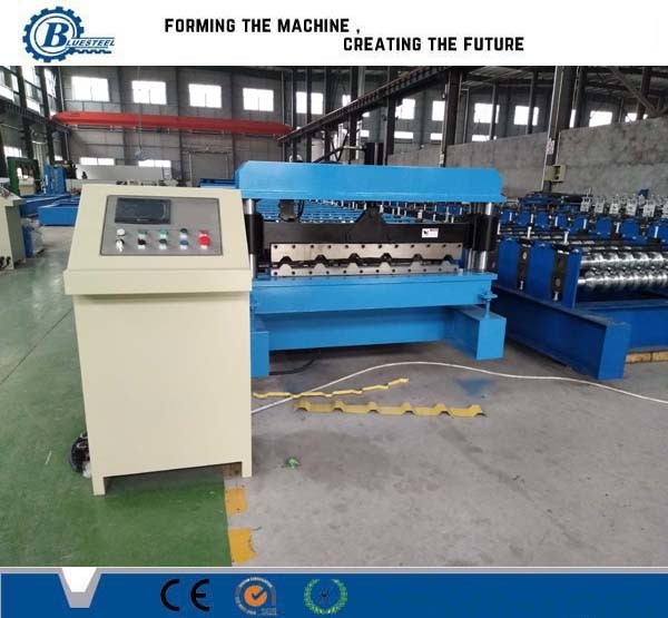 Galvanized Steel Trapezoidal Roofing Roll Forming Machine With Hydraulic