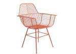 Waterproof Outdoor Restaurant Stackable Steel Wire Iron Red Dining Arm Chairs