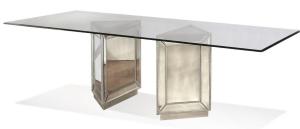 China Antique Mirrored Glass Square Dining Table ,Tempered Glass Top Dining Table wholesale