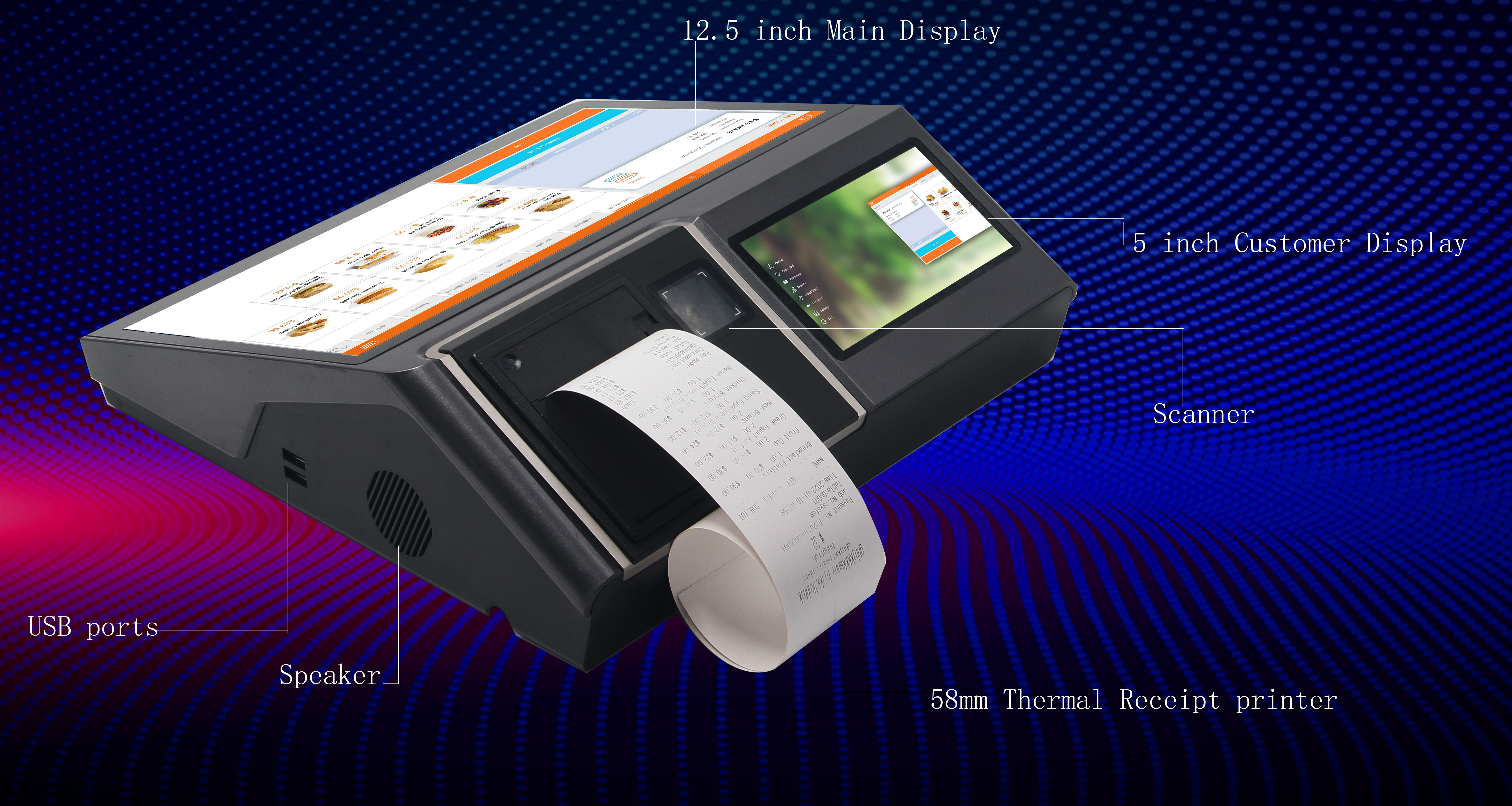 SDK Function All-In-One Touch Screen Credit Card Pos Terminal for Restaurant Supermarket