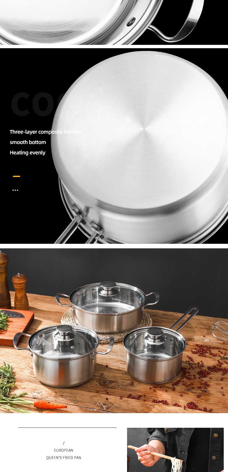 3 Pcs Stainless Steel Cookware Cookware Sets Induction Cook Pot Set Of Stainless Steel Pot Sets With Lid